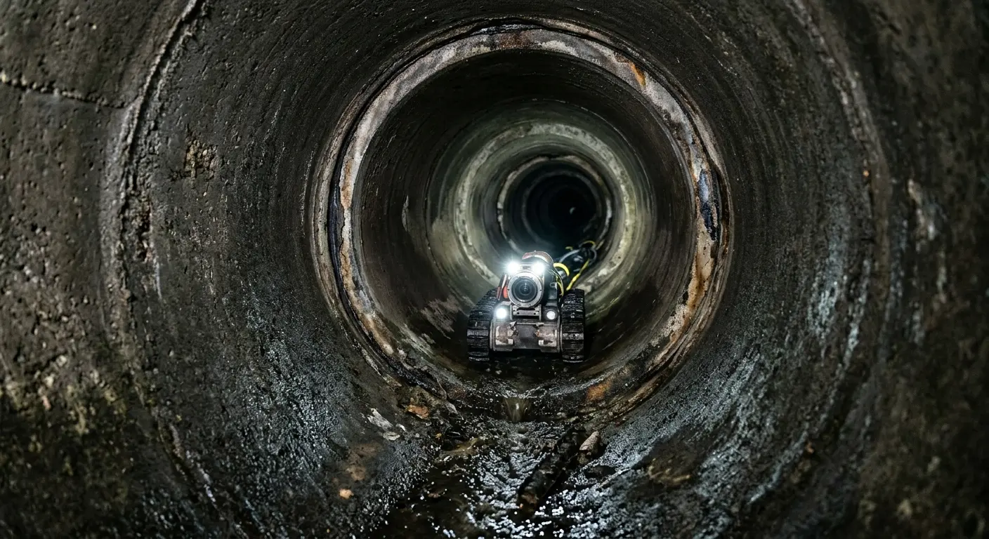 Robotic sewer camera inspecting pipe interior for Sewer Line Repair in Wood-Ridge